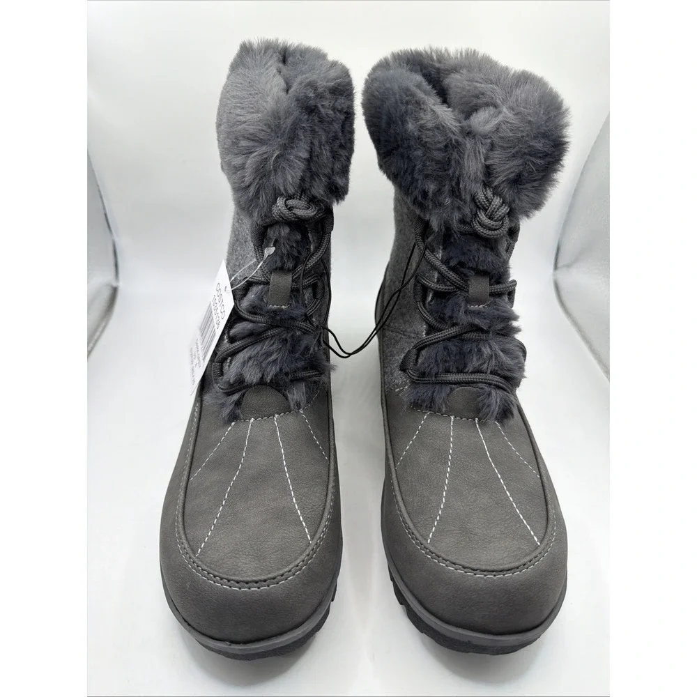 JBU Women's Colorado Cozy Faux Fur Lined Snow Boots Dark Grey Size 8 New